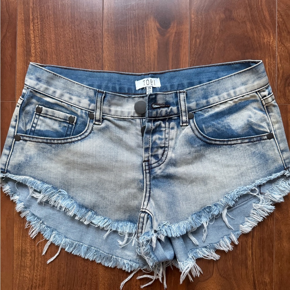 TOBI Denim Cut-off Frayed Distressed Shorts / Size 25 / Similar to One Teaspoon